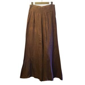Angela Mara boho brown wide leg linen pants size large